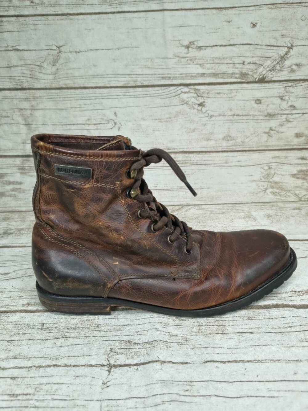 Vintage Harley Davidson Brown Lace Up Heritage Work Boots Size MX 28